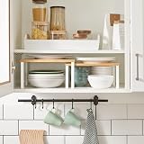 SONGMICS Spice Rack Set of 2 Expandable Stackable Shelf Organizer White/Natural view 2