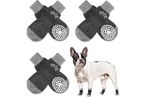 SCENEREAL 6Pcs Anti Slip Dog Socks to Prevent Licking Paws for Hot/Cold Pavement, Dog Grippy Socks for Hardwood Floors, Dog Shoes for Boots & Paw Protectors for Puppy Small Medium Large Senior Dogs