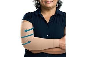 KEMFORD Compression Lymphedema Arm Sleeves for Women - 15-20 mmHg, 1 Pair, Beige, S/M - Medical Arm Brace for Swelling, Edema, Circulation
