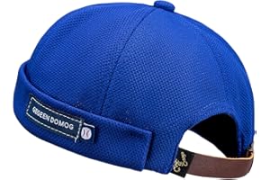 CLAPE Mens Denim Brimless Skullcap Sailor Cap Rolled Cuff Retro Beanie Hat Work Beanie Harbour Hat