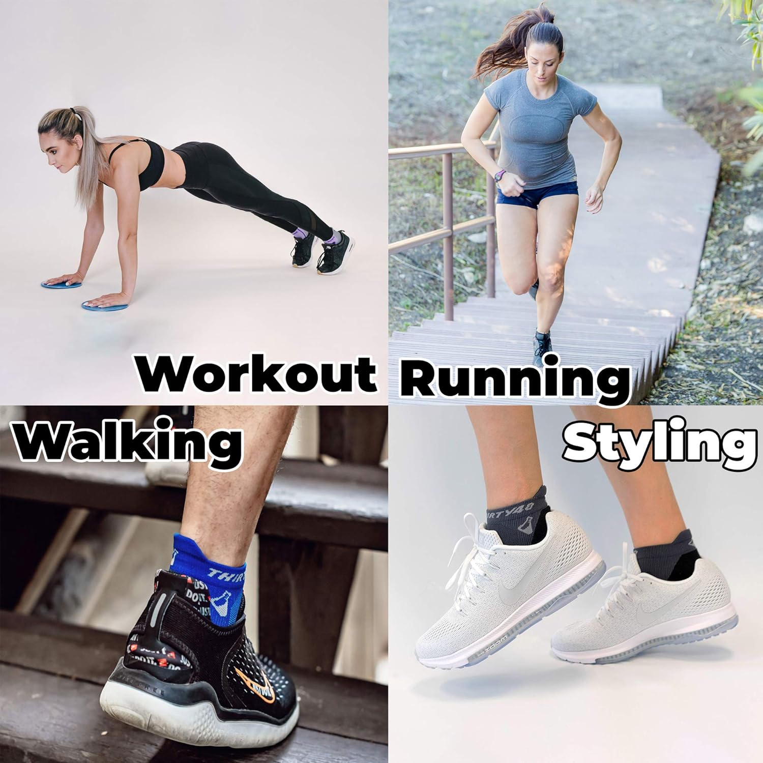 Thirty48 Ultralight Athletic Running Socks for Men and Women with Seamless Toe, Moisture Wicking, Cushion Padding : Clothing