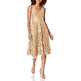 Dress The Population Womens Blair Plunging Fit and Flare Midi Dress