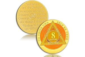 YRCKUDZKG Orange Triangle 8 Month Sobriety Coin, Eight Month Sober Chip - Color Series AA Chips and Medallion - Recovery AA Coin - Alcoholics Anonymous Sobriety Gifts for Women Men