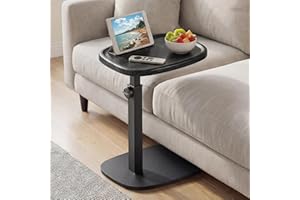 VASAGLE Couch Table, C-Shaped Sofa Side End Table, Bedside Table, Adjustable Height, for Small Spaces, 11.8 x 15.7 x 27.2 Inc