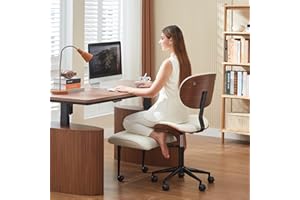 Bestier Cross Legged Office Chair with Wider Bentwood Back Support, Ergonomic Meditation Office Chair for Adults up to 300 lbs, 360° Swivel Adjustable Height for Multi Position White