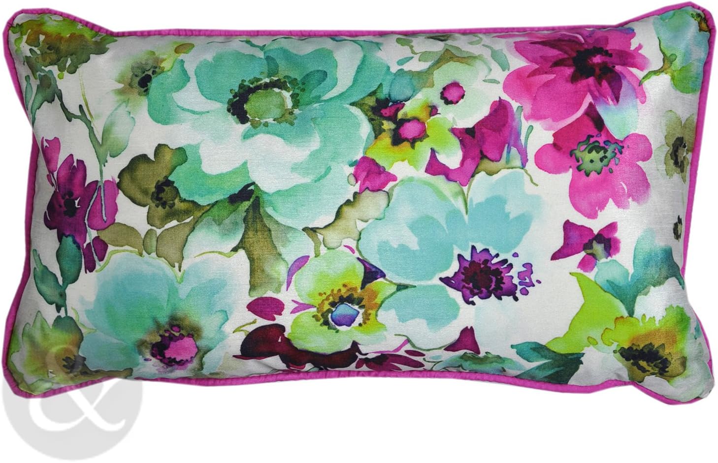 Just Contempo Watercolour Floral Cushion Cover, 12 x 19 Inches - Fuchsia Pink