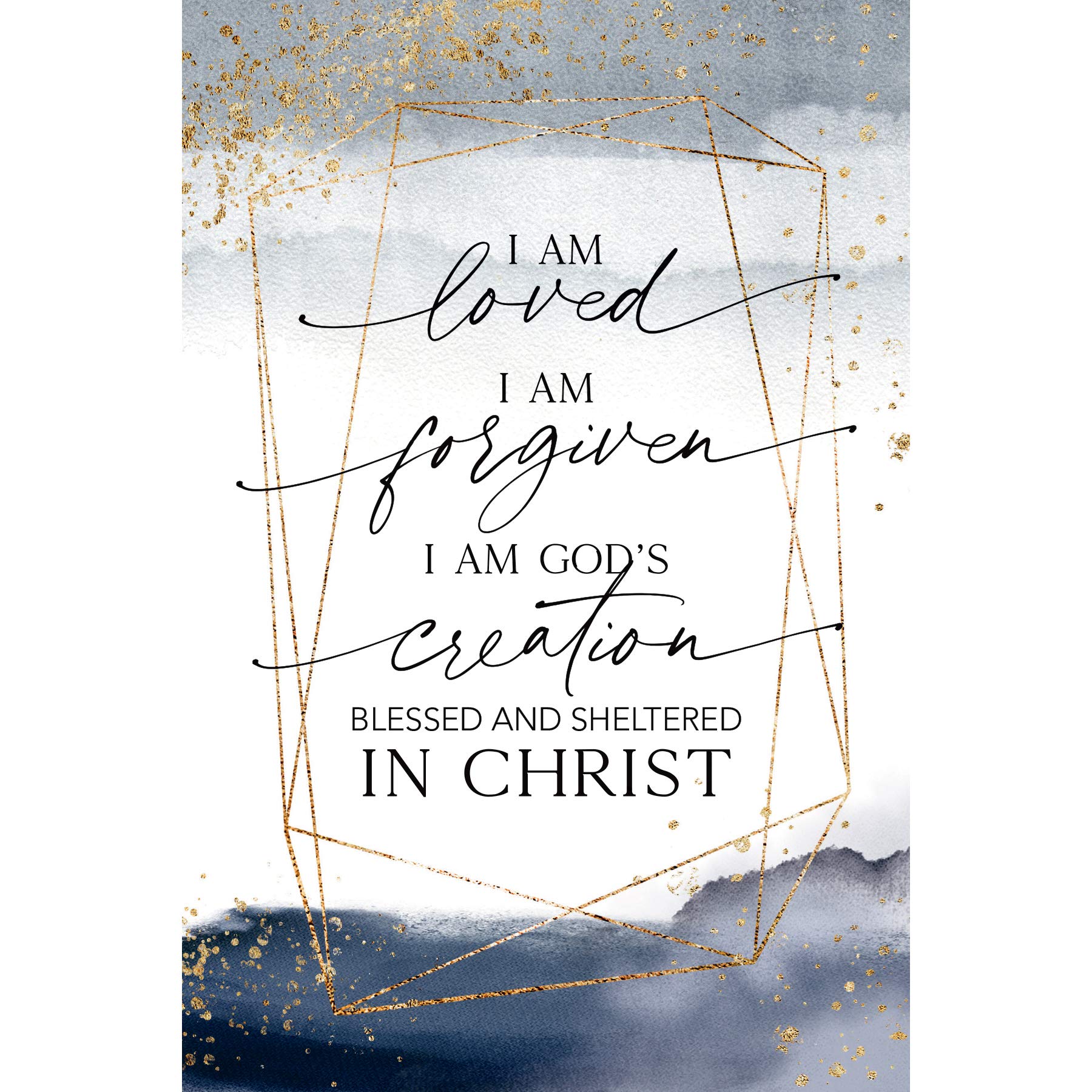 DEXSA I Am Loved Wood Plaque - Made in the USA - 6x9 - Frame Wall & Tabletop Decoration | Easel & Hanging Hook | I am loved. I am forgiven. I am God's creation. Blessed and sheltered in Christ