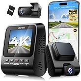4K+1080P FHD Dash Cam Front and Rear, Dual Dash Camera for Cars with Night Vision, 2 Channel HDR Dash Camera, 24H Parking Mode Car Camera, Built-in GPS, WDR, 170°Wide Angle, WiFi 6, Free 64GB Card