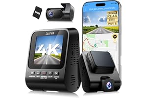 JZONES 4K Dash Cam Front and Rear, Dash Camera for Cars 2 Channel HDR, WiFi 6, Free 64GB Included, Built-in GPS, Night Vision, 170°Wide Angle, G-Sensor, 24H Parking Monitor, Car Camera Support 512GB Max