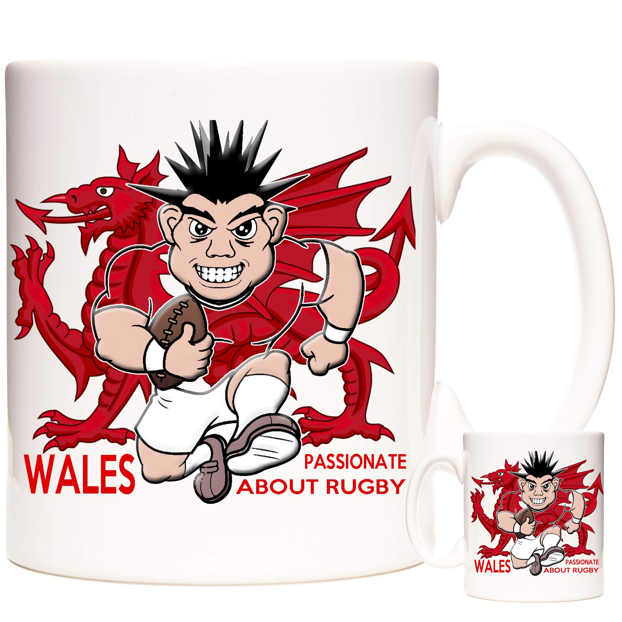 11OZ Welsh Rugby Mug. Wales Passionate About Rugby. Fantastic Gift Mug for Fans of World Cup Rugby