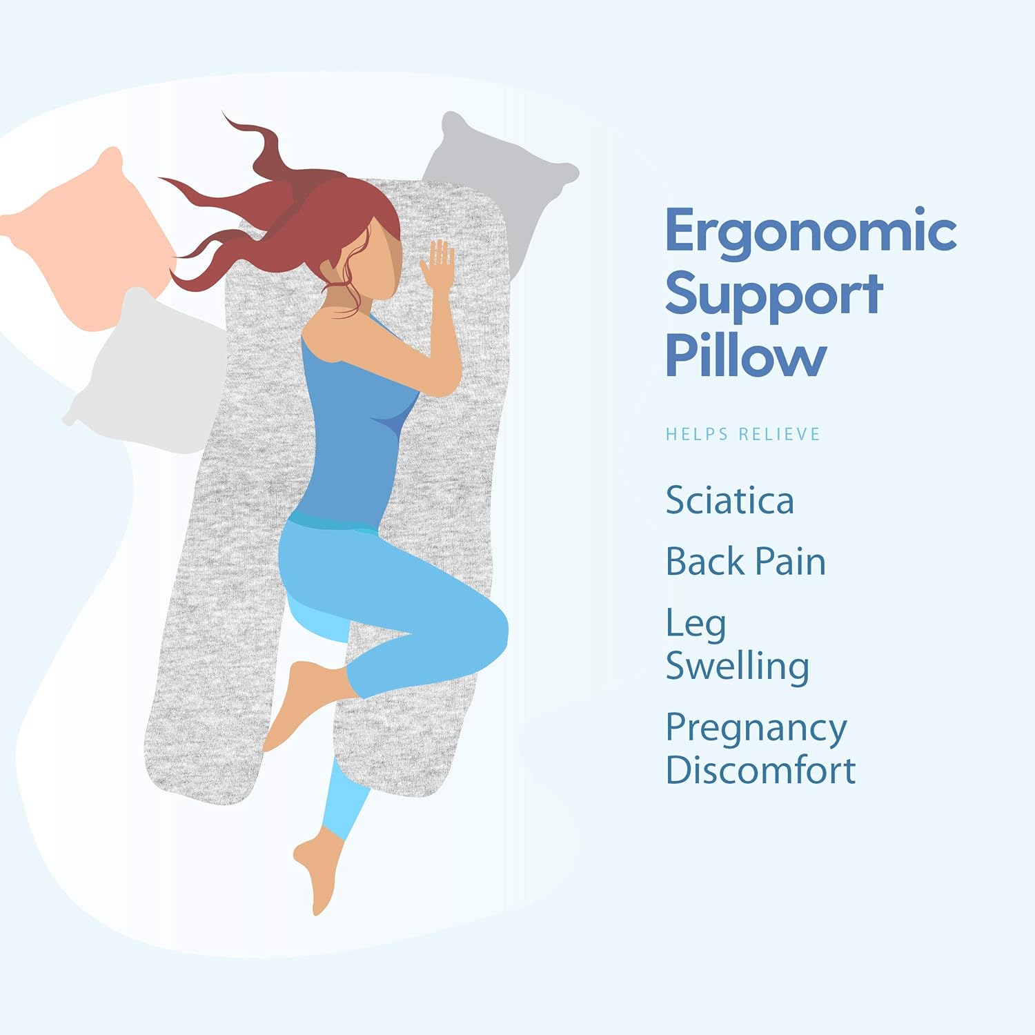 Milliard U Shaped Total Body Support Pillow Memory Foam with Cool, Cotton Breathable Cover- 54 Inch: Home & Kitchen