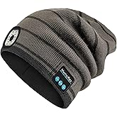 Rotibox Bluetooth Beanie with Light, Unisex USB Rechargeable LED Headlamp Hat with Wireless Headphones