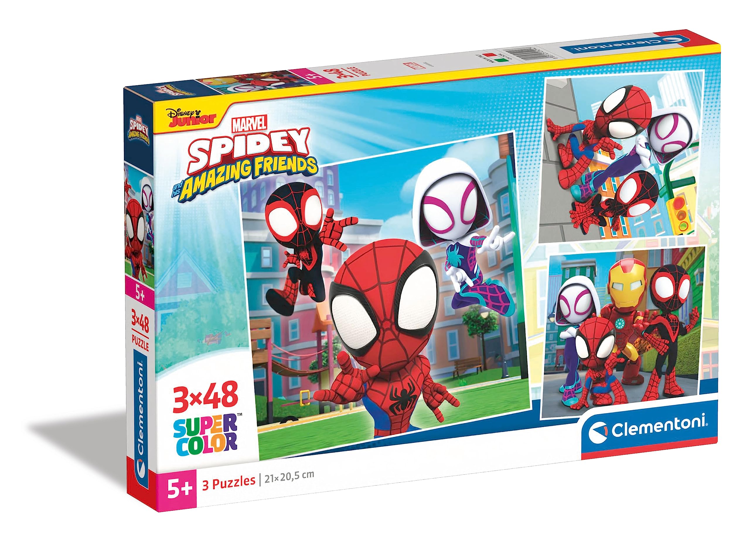 Clementoni - 25294 - Supercolor Puzzle - Marvel Spidey And His Amazing Friends - 3x48 Pieces (3 Puzzles Included), Jigsaw Puzzle For Kids Age 5, Puzzle Cartoon, Made In Italy
