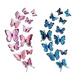 24PCS Butterfly Wall Decals Removable 3D