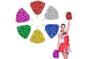 BURIUS Cheerleader Pompom Dance Party Accessories - 6Pcs Party Dress Cheerleading Gifts - Cheer Gifts Party Set - Dance Costume for Graduation Noise Makers and Sporting Events Makers Pink Cheer Pom Poms