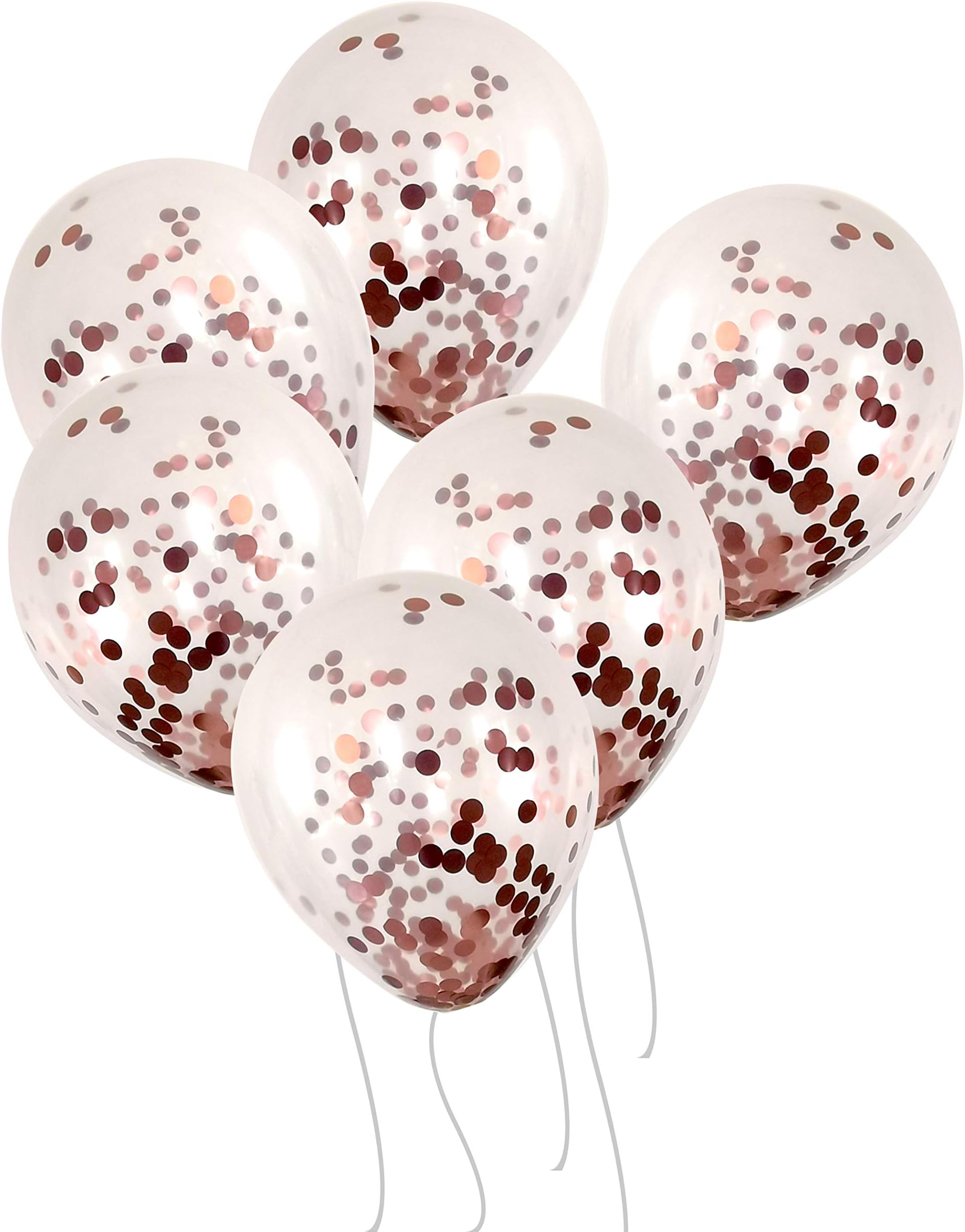 50 12-inch Transparent Latex Balloons with Rose Gold Confetti Large Thick Big Round Shining Biodegradable Bulk Helium Gas or Air Inflated for Kids Birthday Wedding Party Deco Supplies Favors