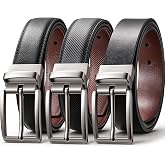 LMUGOOS Mens Reversible Leather Dress Belt, Cuttable &amp; Adjustable (1 Piece)