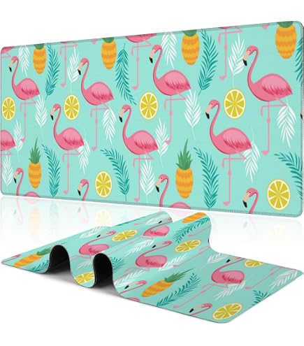 Pink Flamingos Non-Slip Rubber Large Mouse Pad For Desk Large Gaming Mouse Pad Xxl Extended Mouse Pad With Stitched Edges Non Slip Base Water Resist Pad Desk Mat 35 4x15 7inch