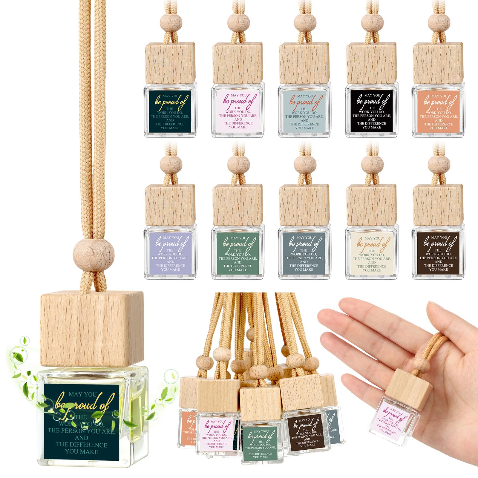 Photo 1 of Funnymoom 20 Pcs Appreciation Gift for Coworker Empty Hanging Car Air Freshener Diffuser Bulk May You Be Proud of The Work Thank You Pendant Glass Bottles Gifts for Staff Team Intern Teacher