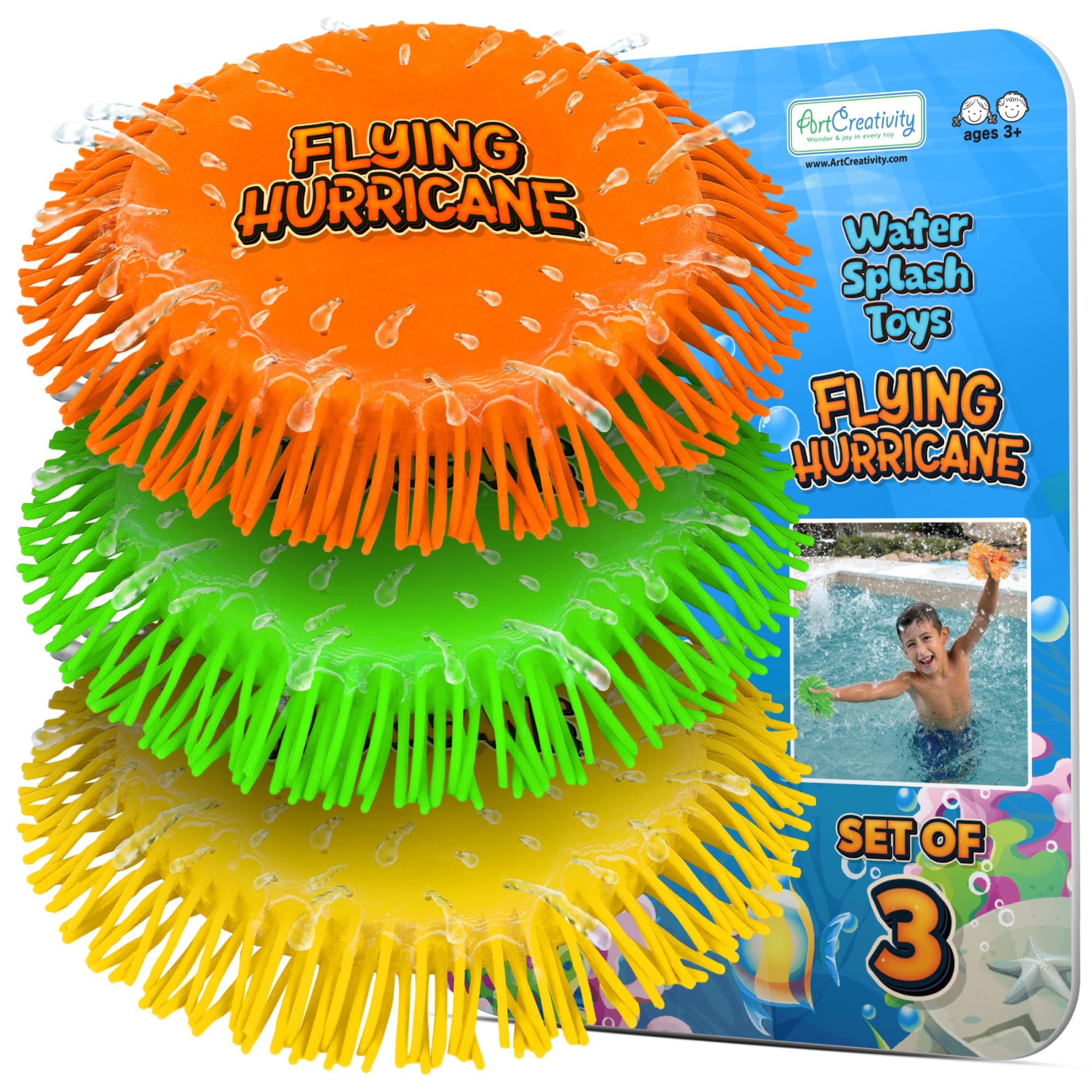 Photo 1 of ArtCreativity Soft Water Frisbees for Kids, Soft Sports Discs (3 Pack), Beach Water Toys & Swimming Pool Toys for Kids, Backyard Fun Toy & Outdoor Summer Games, Birthday Gifts for Boys & Girls