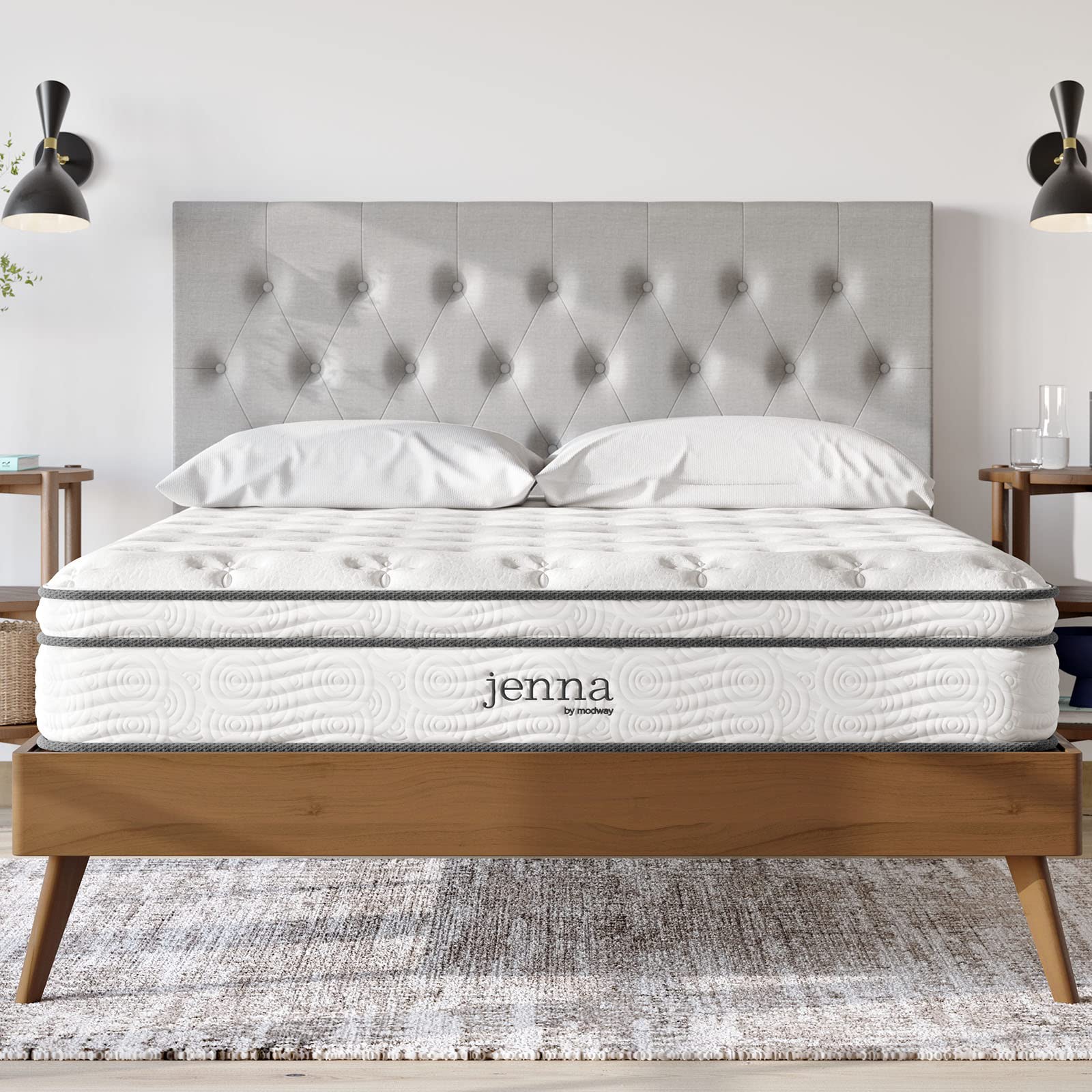Photo 1 of Modway MOD-5771-WHI Jenna 10" Innerspring and Memory Foam King Mattress, White