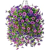 INQCMY Artificial Faux Hanging Flowers Plants Basket for Outdoor Outside Spring Summer Decoration,UV Resistant Fake Silk Daisy in Planter Resistant Look Real for Home Porch Balcony Patio Yard Decor