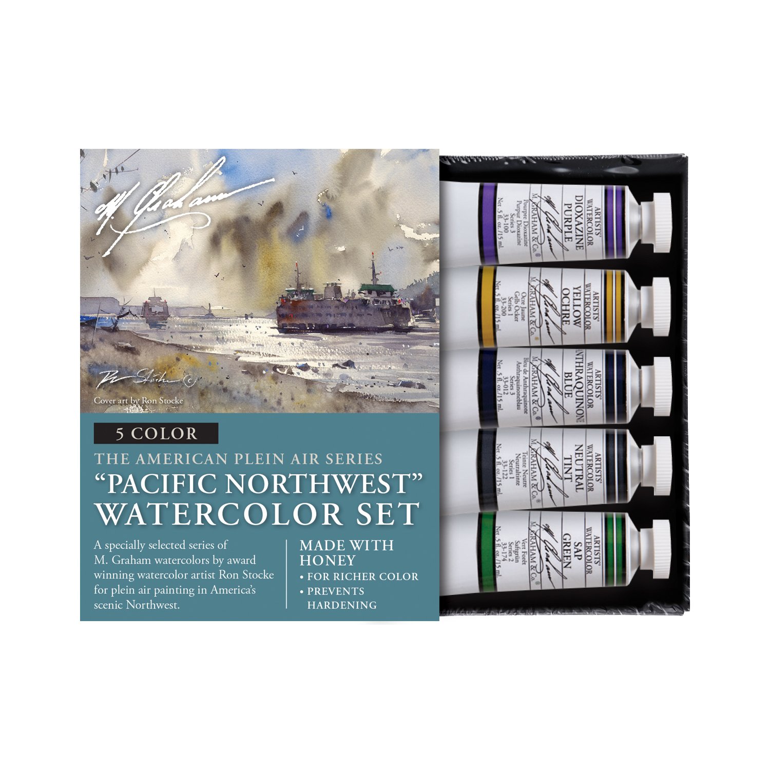 M. Graham Artists' Watercolour Paint 15 ml Tubes, Pacific North West 5 Colour Set