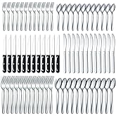 BEWOS Silverware Set for 12 Persons, 72-Piece Stainless Steel Cutlery Set with Steak Knives, Knife, Spoon and Fork Set, Mirro