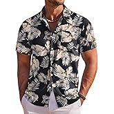 COOFANDY Men's Hawaiian Shirt Short Sleeve Floral Button Down Shirts Tropical Holiday Beach Shirts
