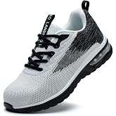 LANSNBO Steel Toe Shoes for Women Comfortable Work Sneakers | Lightweight breathable, non slip puncture proof, safety protection for warehouse Industrial Construction factory