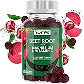 YumVs Beet Root Gummies with Magnesium & Vitamin C – Berry Flavor Beetroot Gummies – Nitric Oxide Support for Heart Health & Antioxidant Wellness – Vegan, Non-GMO – 60 Gummies