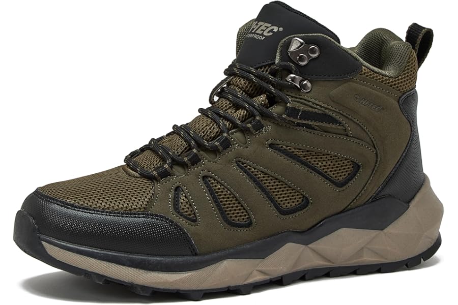 HI-TEC Valley Geo Mid Waterproof Hiking Boots — Lightweight, Breathable Trail Boots for Men