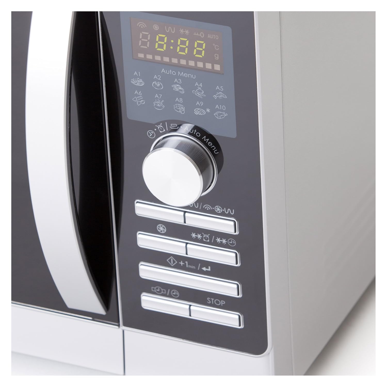 Sharp R843INW - Microondas, 3 en 1, 900 W, Plata, 51.3 x 30.62 x 39.94 cm