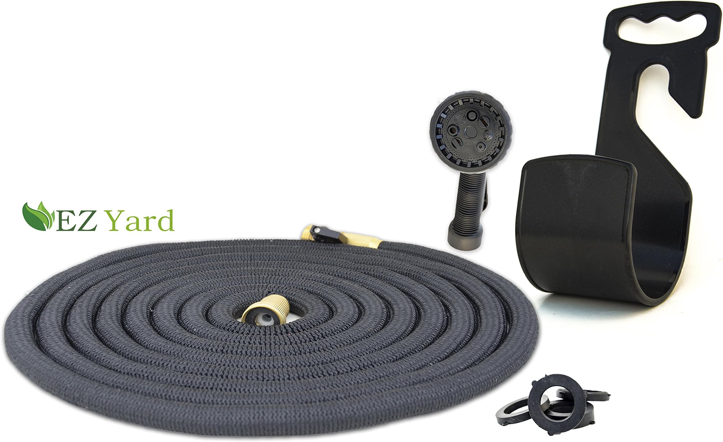 EZ Yard 50 ft Black Lightweight Expanding Garden Hose with Sprayer