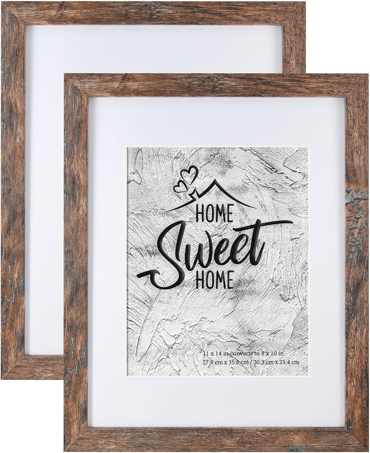 Photo Albums, Frames & Accessories - Califortree Rustic Brown 11x14 Picture Frame - Display Photos 8x10 with Mat or 11x14 Without Mat - HD Glass Inside, Horizontal and Vertical Display for Wall - Set of 2