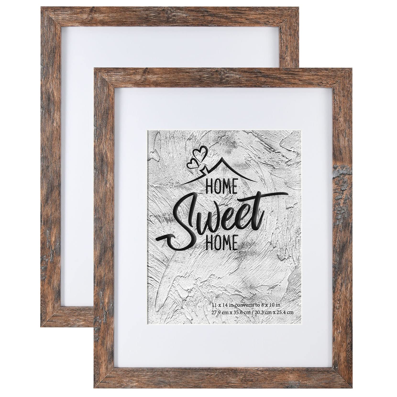 Photo 1 of ***LIKE NEW/OPEN BOX***
Califortree Rustic Brown 11x14 Picture Frame - Display Photos 8x10 with Mat or 11x14 Without Mat - Real Glass Inside - Set of 2