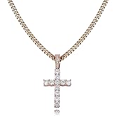 TOPGRILLZ Cross Necklace for Men Gold Necklace for Women Gold Heart Cross Jewelry 14K Silver Plated Solid Iced Cubic Zirconia Stainless Steel Pendant Chain