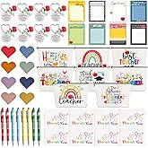 48Pcs Teacher Appreciation Gift Sticky Notes Set Back to School Sticky Notes Bookmark Key Chain Makeup Bags Pen Greeting Card Teacher Gifts Set for Women Teachers School Office Supplies