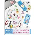 KOALA Sublimation Sticker Paper Glossy White Waterproof Vinyl 8.5x11 inch 25 Sheets, Quick Dry Vivid Colors Holds Ink well