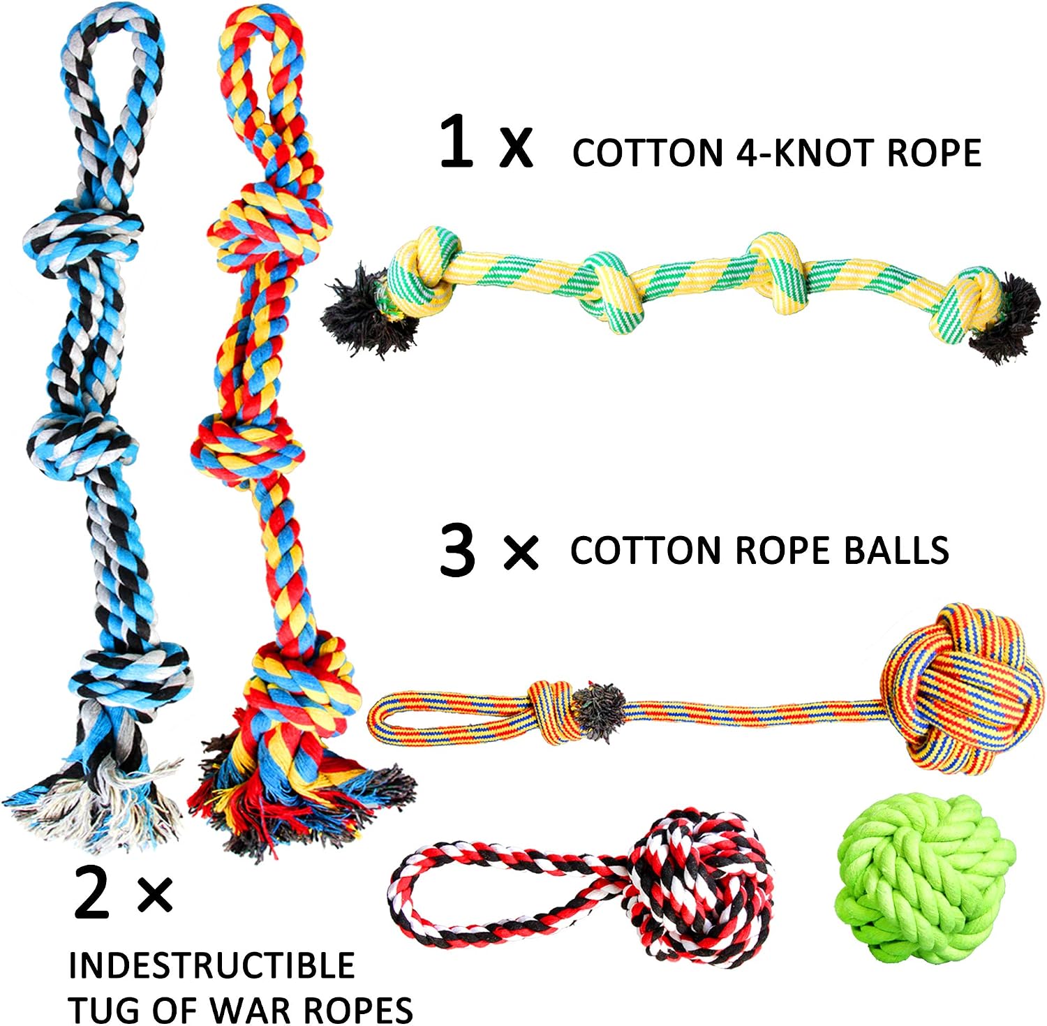 Youngever 6 Pack Large Dog Rope Toys, Chew Toys, Multicolored, 6 Piece Assortment - Image 4