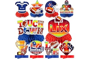 COCOMIGO 10 Pcs Super Football Party Decorations 2025 Honeycomb Centerpieces, Super Football Party Supplies 2025 Double Side Table Decorations, Touch Down Super Football Party Decorations for Table