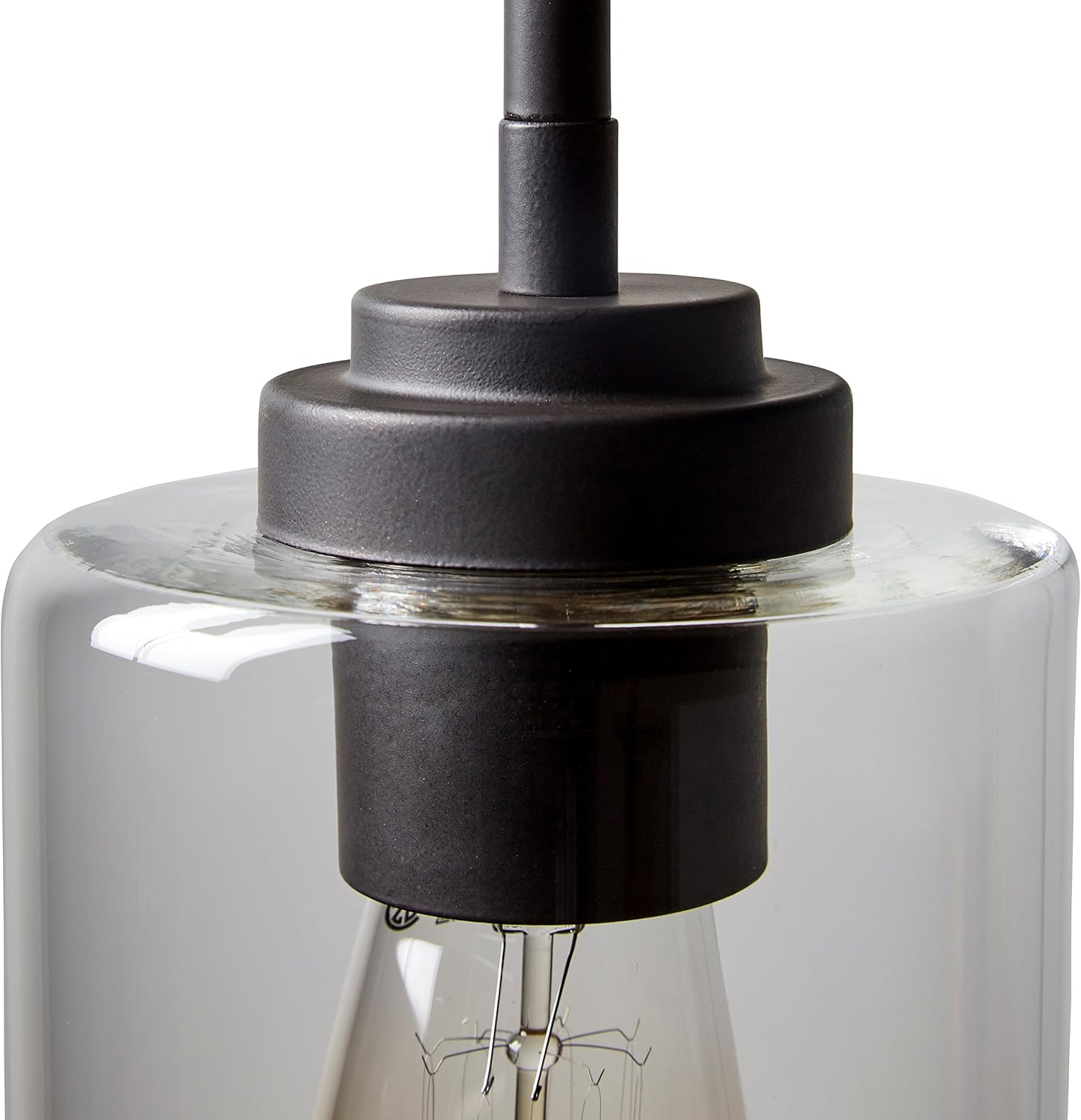  Brand – Stone & Beam Modern Farmhouse Glass Cylinder Pendant Light Fixture With Light Bulb - 4.75 Inch Shade, 10 - 58 Inch Cord, Oil-Rubbed Bronze - - 