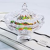 yutrenn Glass Candy Dish with Lid 4oz, Clear Decorative Crystal Bowl with Thick Base – Small Dessert Bowl for Ice Cream, Jewelry, Candies, Nuts, Candle Holder, Party and Table Decor