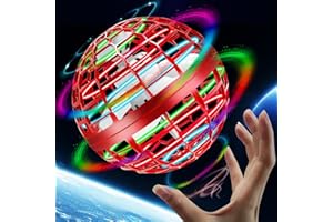 LQTTEK Flying Orb Ball - Boomerang Ball Flying Toys,Hover Ball Hand Controlled Drone Fidget Spinner Ball,360° Rotating Soaring Orb Floating Ball Toy with led,Safe Gift for Kids Adults Outdoor Indoor (Red)