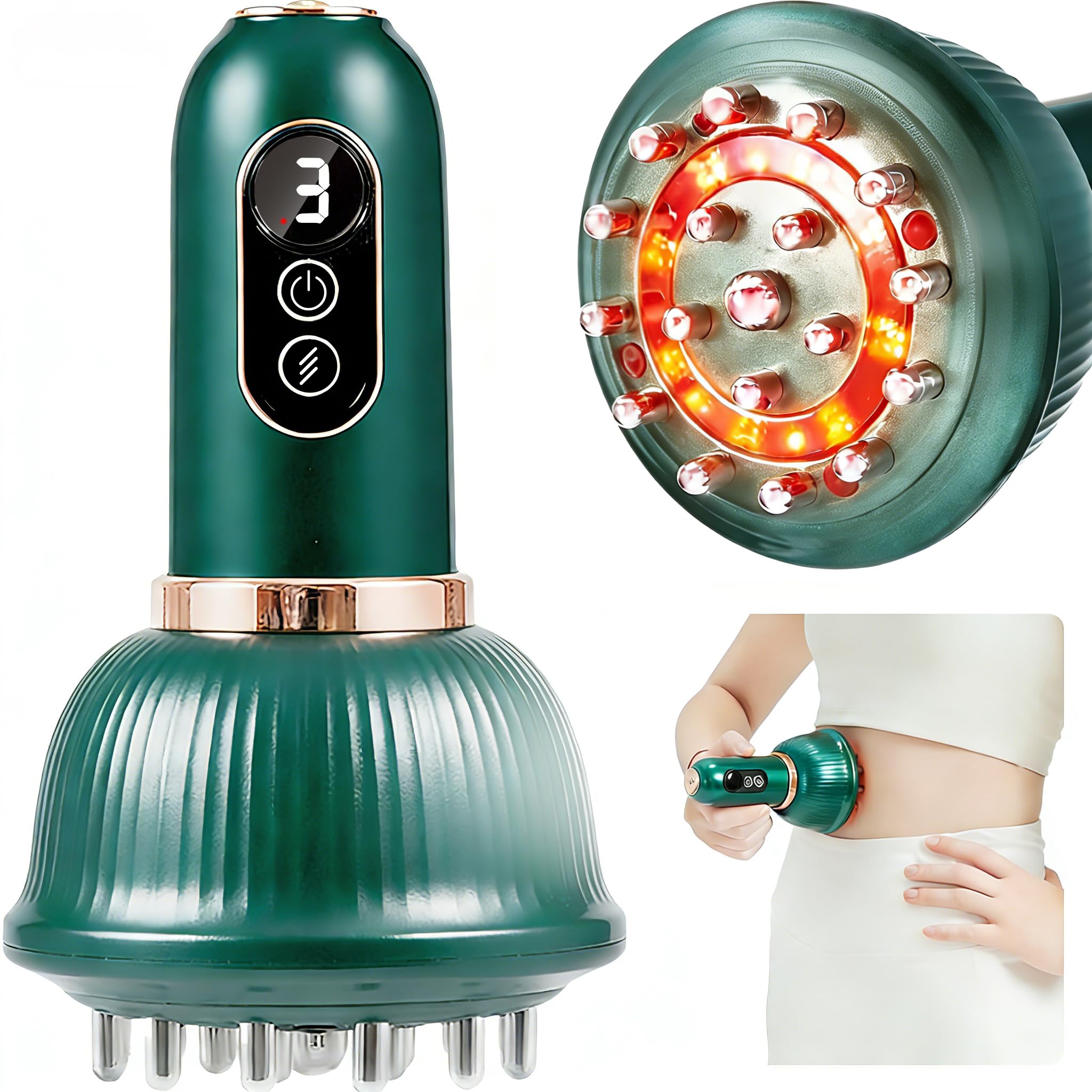 Photo 1 of DiDEER Lymphatic Drainage Massager & Anti Cellulite Massage Tool, Reduce Stretch Marks & Cellulite,for Legs, Arms & Belly, Body Sculpting Machine with Microcurrent, Light, Heat & Vibration (Green)