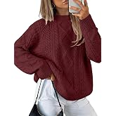 ANRABESS Sweaters for Women Oversized Cable Knit Pullover Fall Outfits | Long Sleeve Crewneck Casual Fisherman Tops, Chunky K