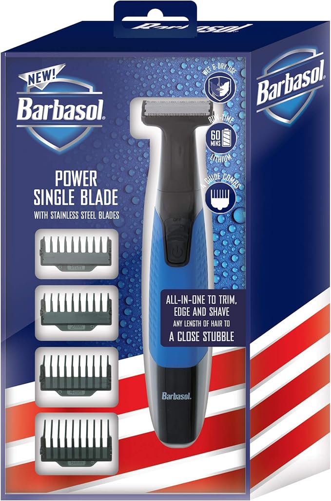 Amazon Com Barbasol Rechargeable Electric Wet And Dry Single Blade Shaver With Stainless Steel Blades And 4 Guide Combs