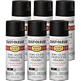 Rust-Oleum Stops Rust Spray Paint, Semi-Gloss Black | Rust Resistant, Indoor and Outdoor, Beautiful Finish on Metal, Wood and More, Sprays from Any Angle, 12 oz, 6 Pack
