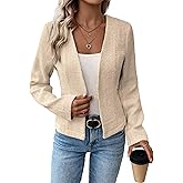 Mina Self 2026 Spring Women's Tweed Blazer Jacket - Collarless Open Front Fully Lined Elegant Fitted Fashion Casual Work Coat