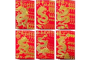 LAIAMER 18 PCS Chinese New Year Red Envelopes 2024 Dragon Lucky Money Envelopes Chinese Gift Money Envelopes Traditional Chinese Hong Bao Lunar Lucky Money Pocket for Spring Festival Decorations